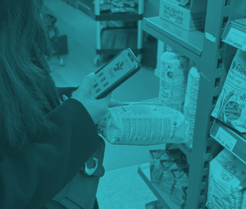 consumer spotted in Planet Organic scanning a Buyerdock QR Code to get further information
