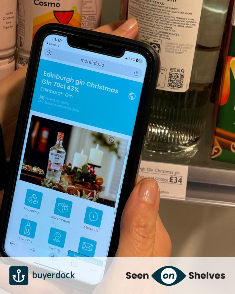 a consumer scanning Buyerdock's iQRcode in John Lewis